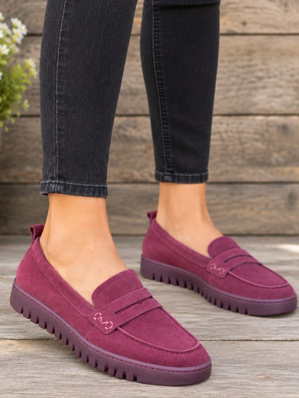 Vionic NEW Uptown Y2K Dark Academia Burgundy Suede Comfort Penny Loafer 9.5M